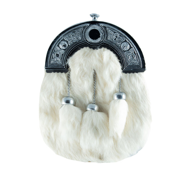 Full Dress Sporran, Celtic Circle With Studs Rabbit Fur