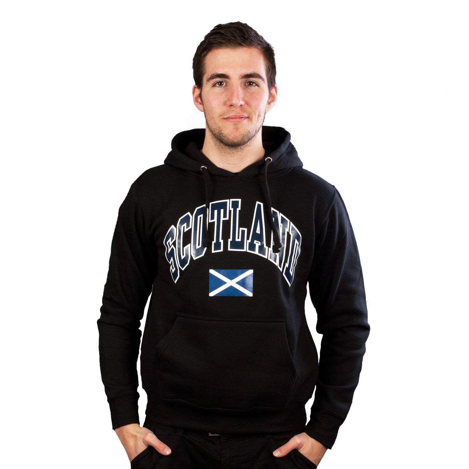 Scotland Harvard Print Hooded Top Black