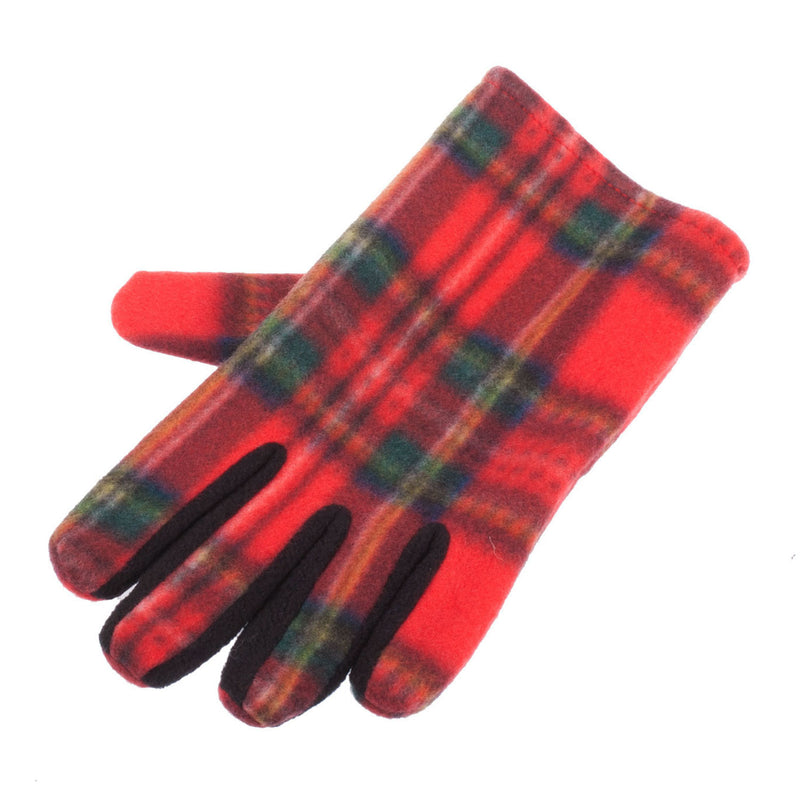 Womens Fleece Tartan Gloves Stewart Royal