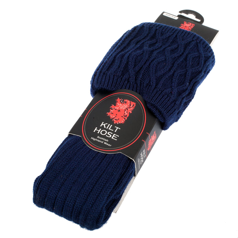 Adults 50% Plain Wool Kilt Socks Plain Navy