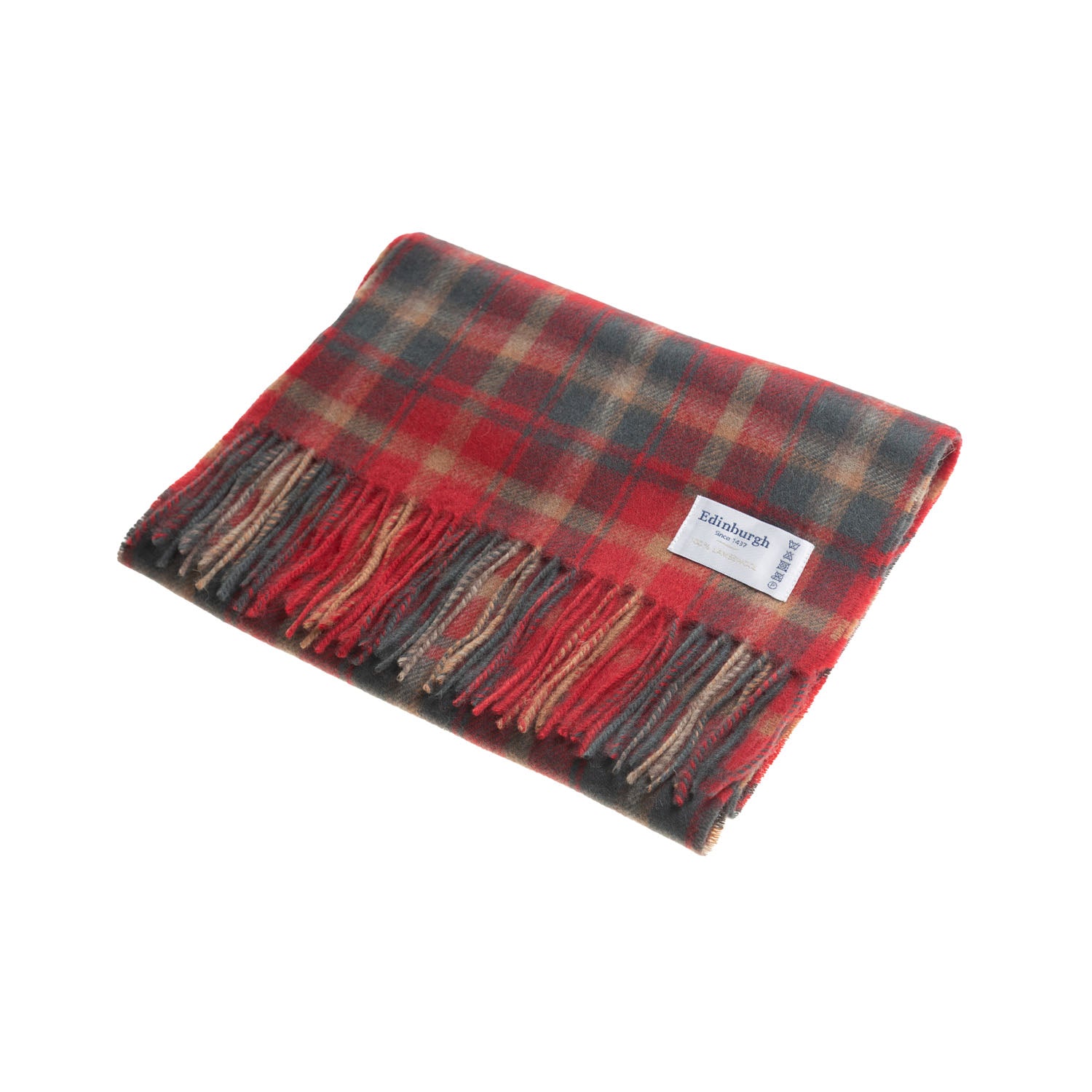 Edinburgh 100% Lambswool Tartan Scarf Dark Maple