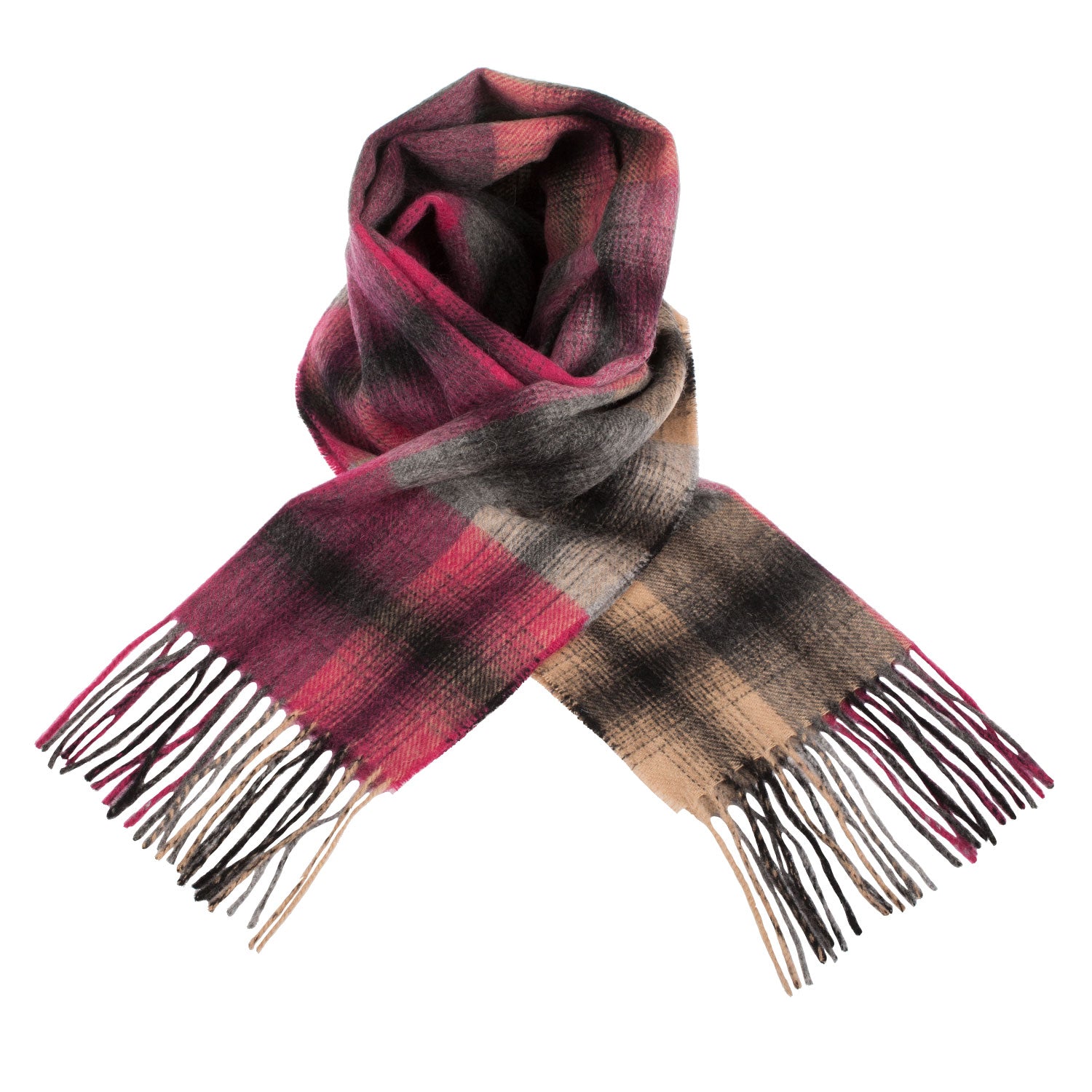 Edinburgh 100% Lambswool Tartan Scarf Graded Block Check - Dress Black