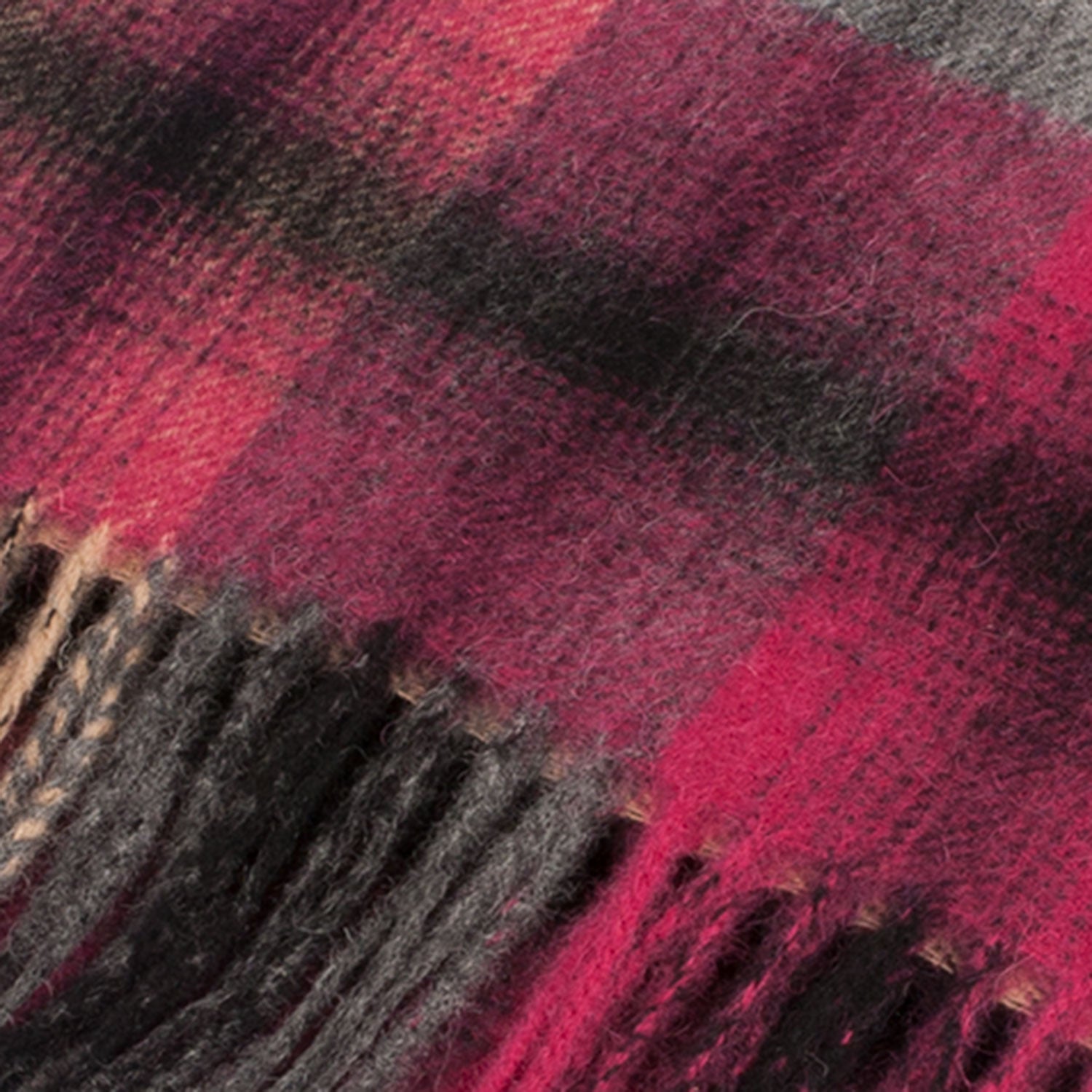 Edinburgh 100% Lambswool Tartan Scarf Graded Block Check - Dress Black