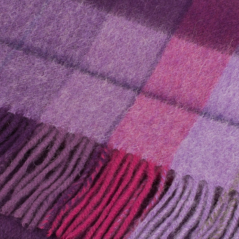 Edinburgh 100% Lambswool Tartan Scarf Mixed Check - Heather/Pink