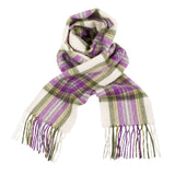 Edinburgh 100% Lambswool Tartan Scarf Purple Stewart - Optical/Chive