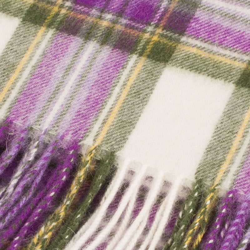 Edinburgh 100% Lambswool Tartan Scarf Purple Stewart - Optical/Chive