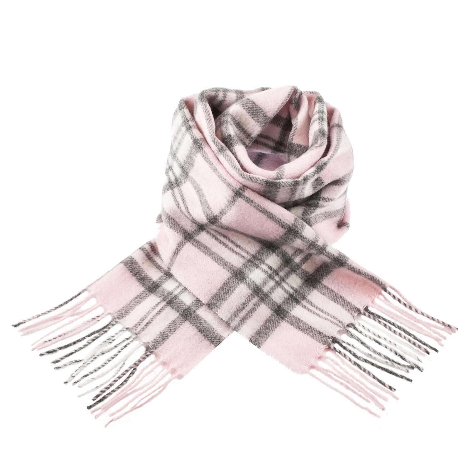 Edinburgh 100% Lambswool Tartan Scarf Thomson Pale Pink