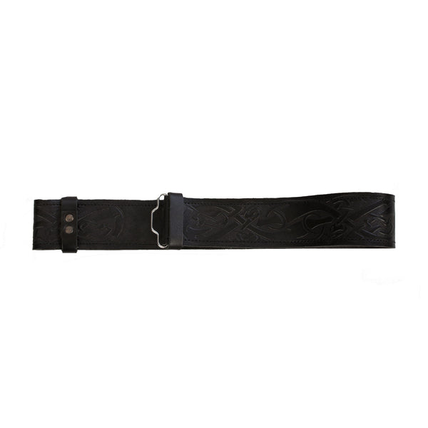 Gents Irish Dog Embossed Leather Kilt Belt