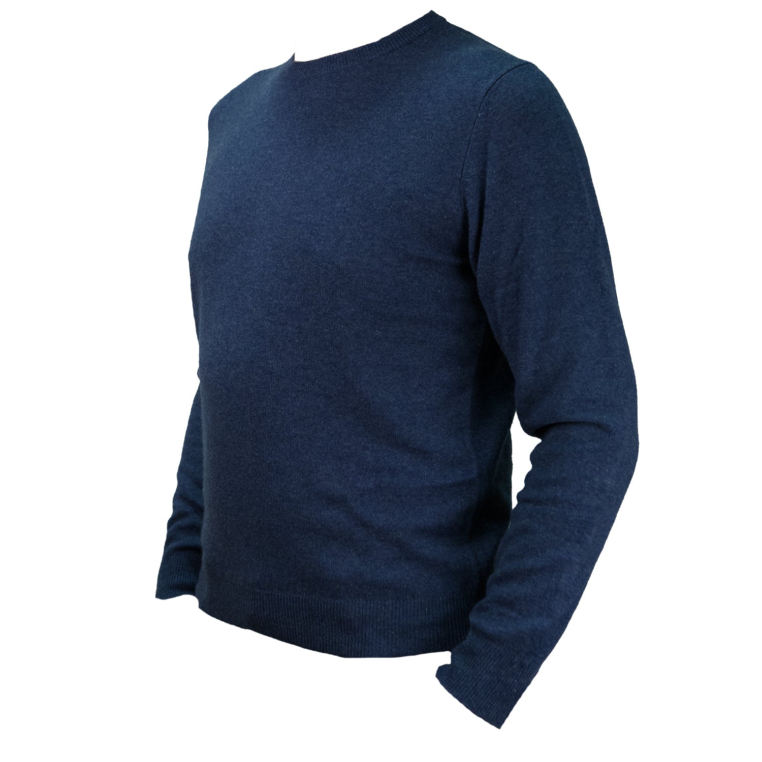 100% Cashmere Gents C Neck Plain Jumper Denim