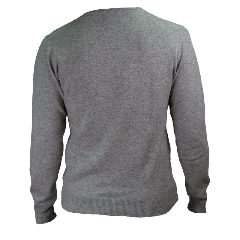 100% Cashmere V Neck Plain Men's Jumper Barcode Grey