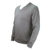 100% Cashmere V Neck Plain Men's Jumper Barcode Grey