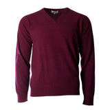 100% Cashmere V Neck Plain Men's Jumper Endless Passion Wine