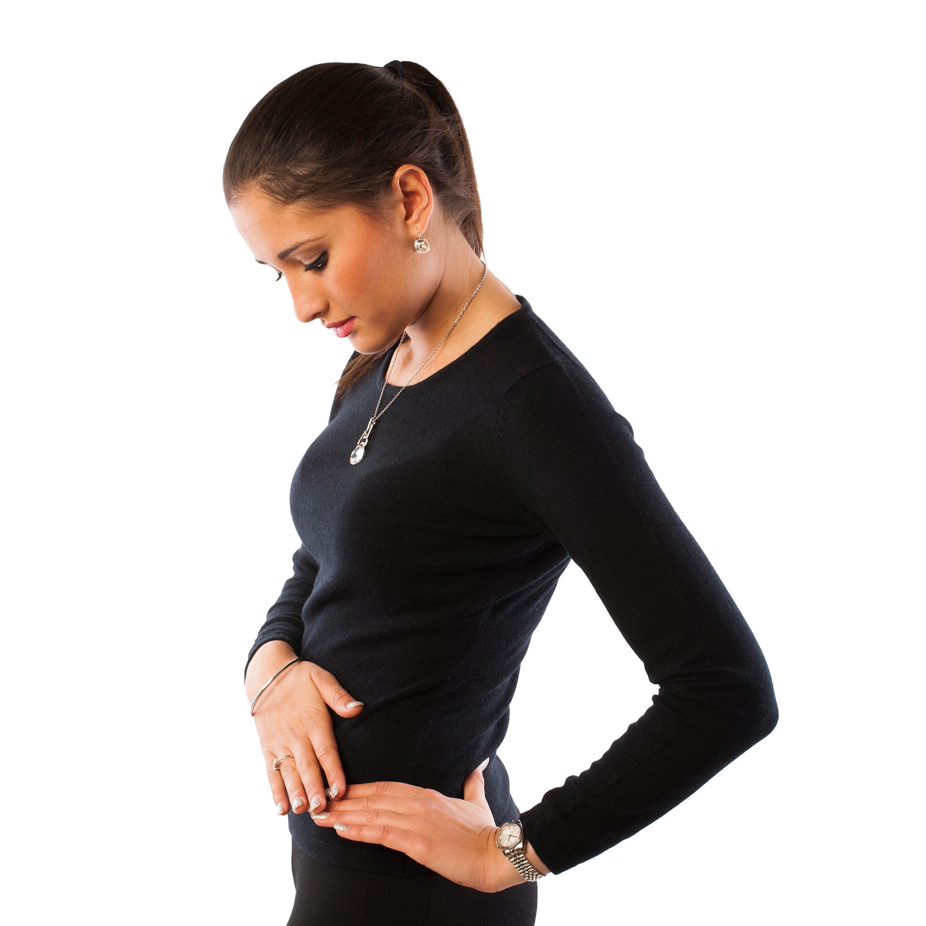 100% Cashmere Ladies Fashion Crew Neck Black