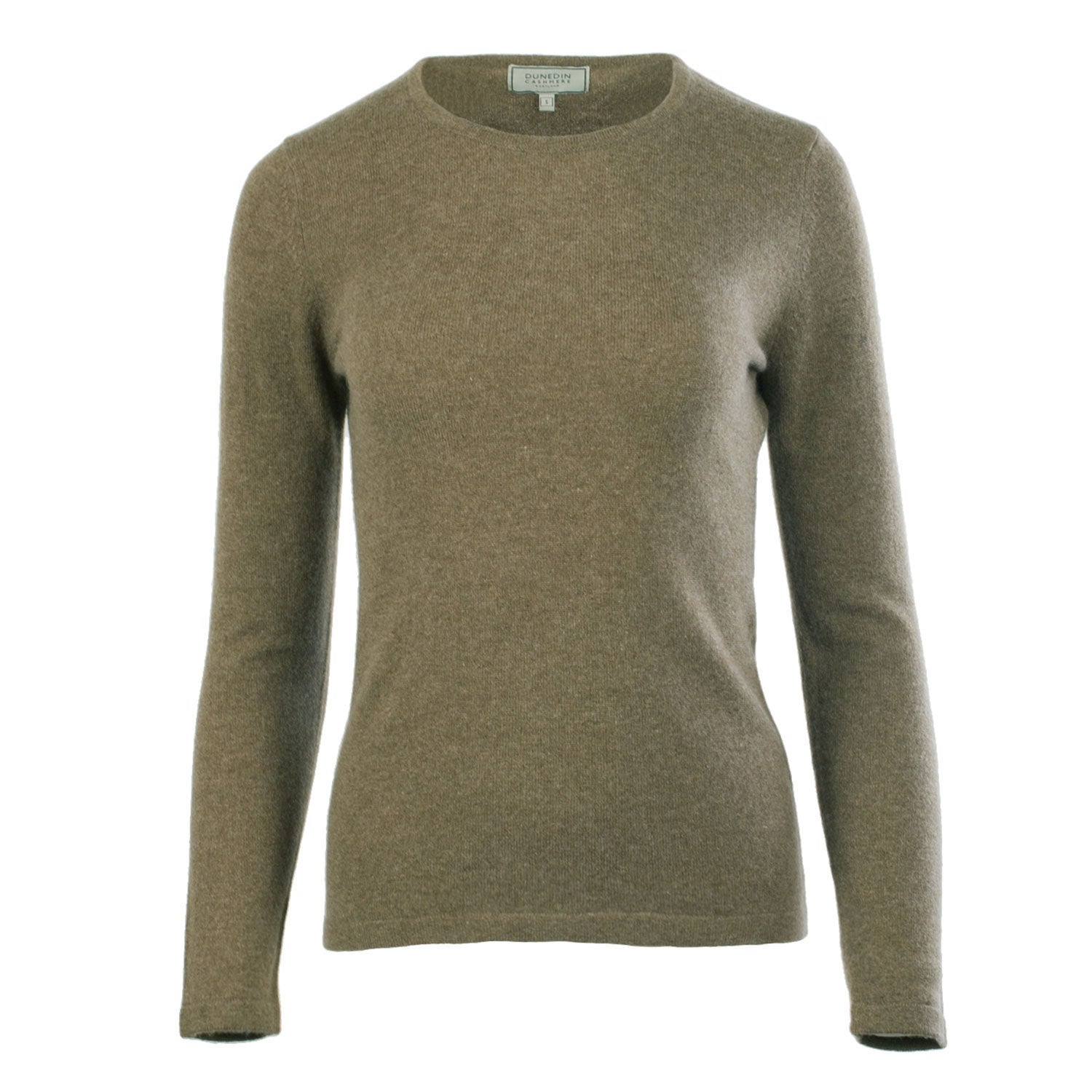 100% Cashmere Ladies Fashion Crew-Neck Jumper Olive