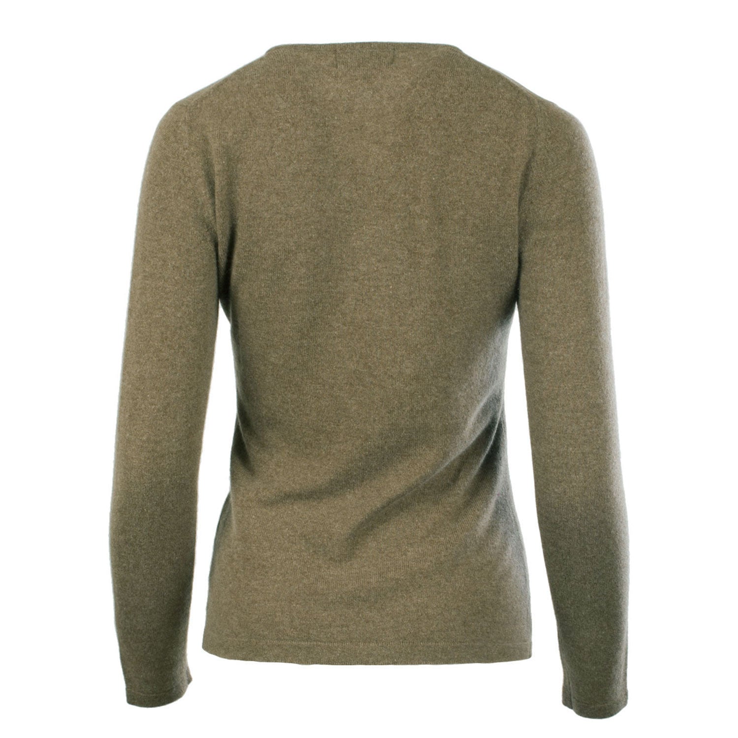 100% Cashmere Ladies Fashion Crew-Neck Jumper Olive