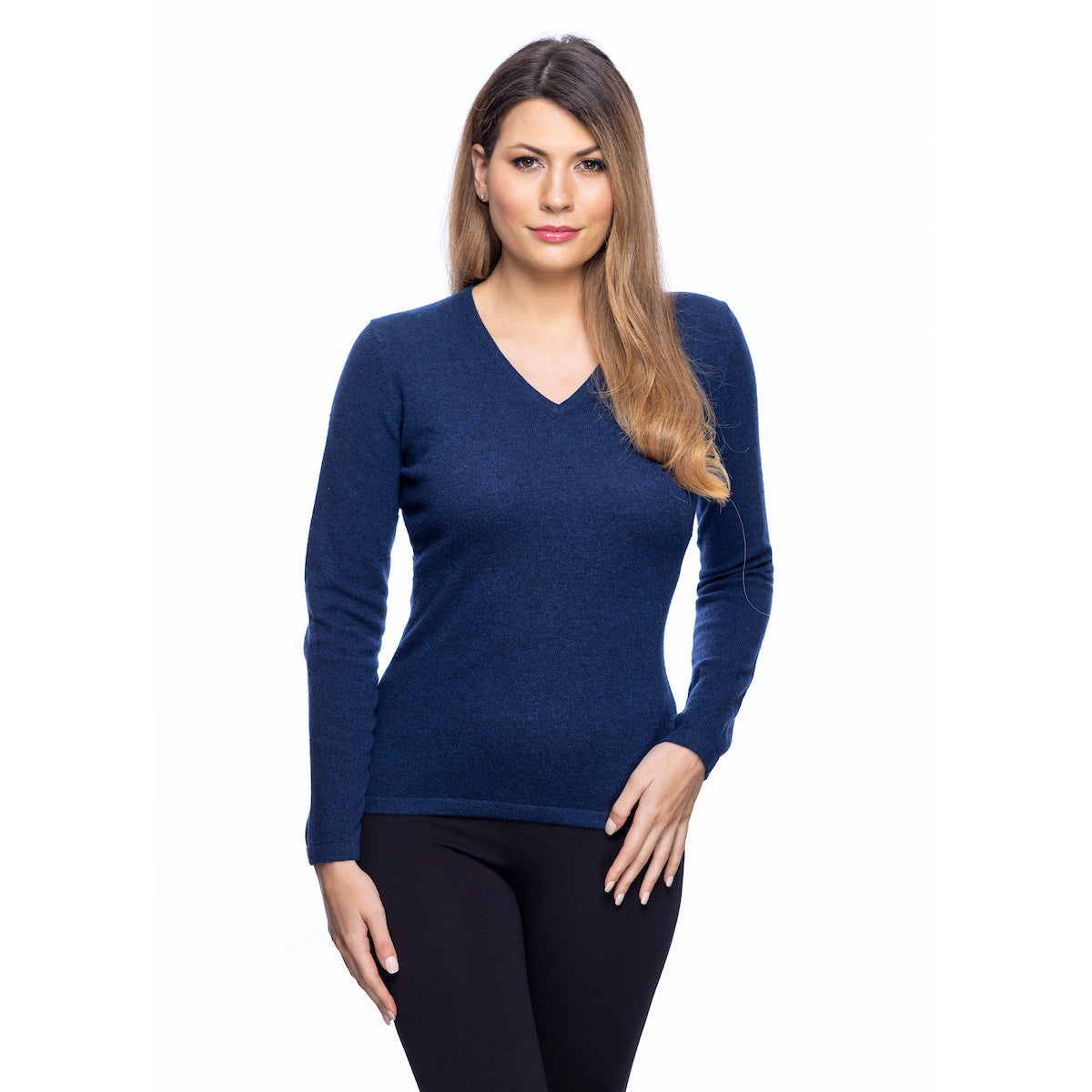 100% Cashmere Women's Fashion V-Neck Jumper Astral