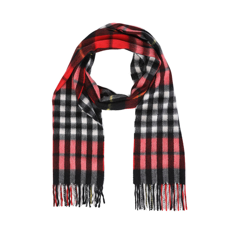Balmoral 100% Cashmere Woven Scarf Red/Check