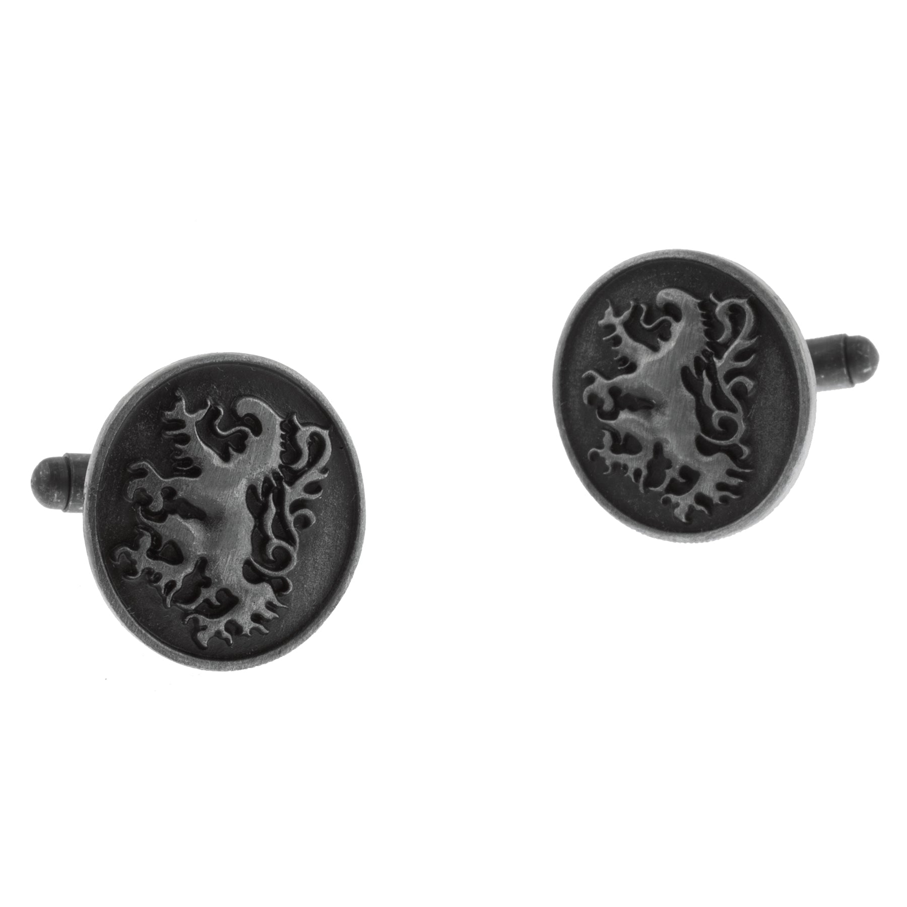 Lion Rampant Oval Cufflinks Antique Finish