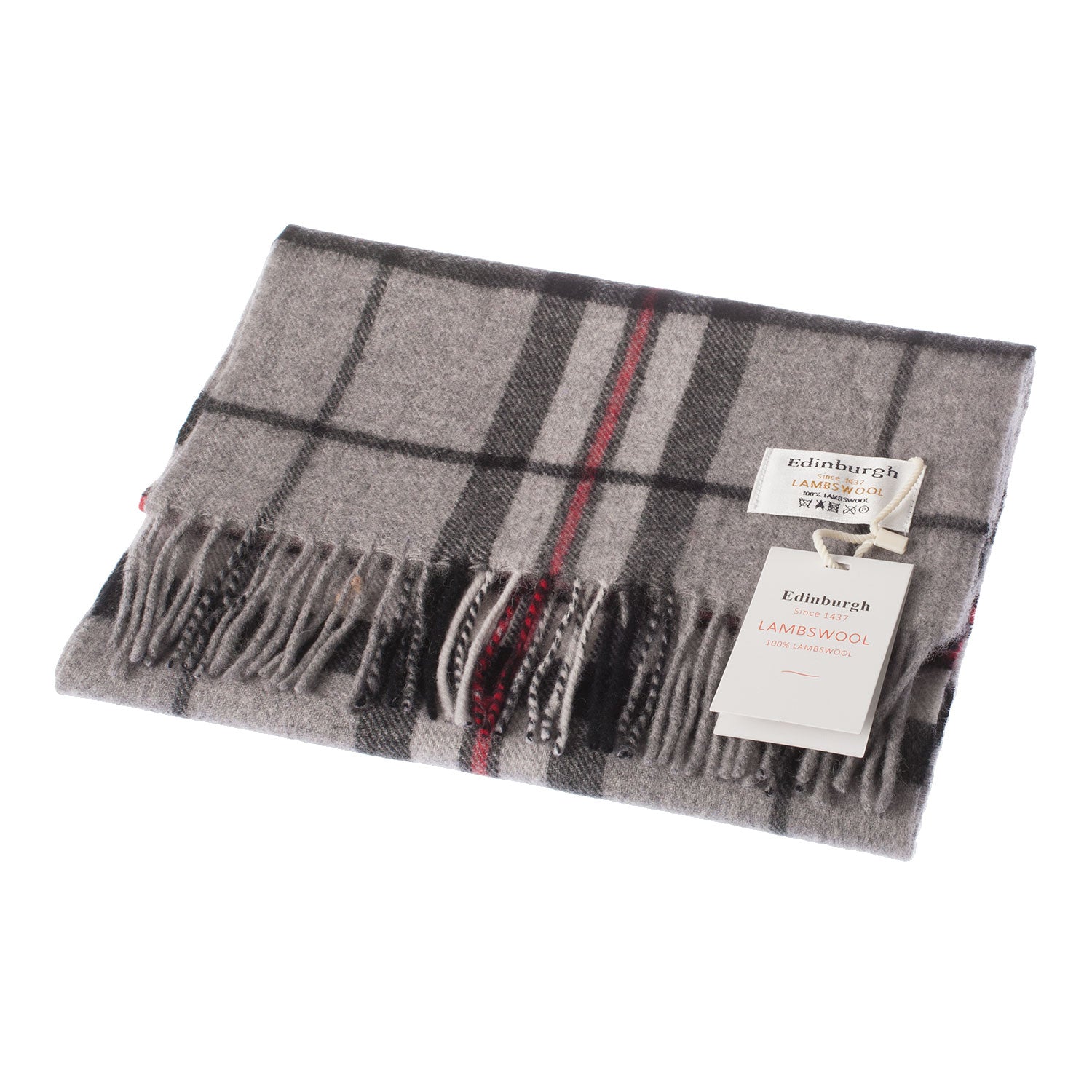 Edinburgh 100% Lambswool Tartan Scarf Thomson Grey