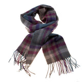 Lyle & Scott 100% Cashmere Scarf Houndstooth Check Olive/Dkred