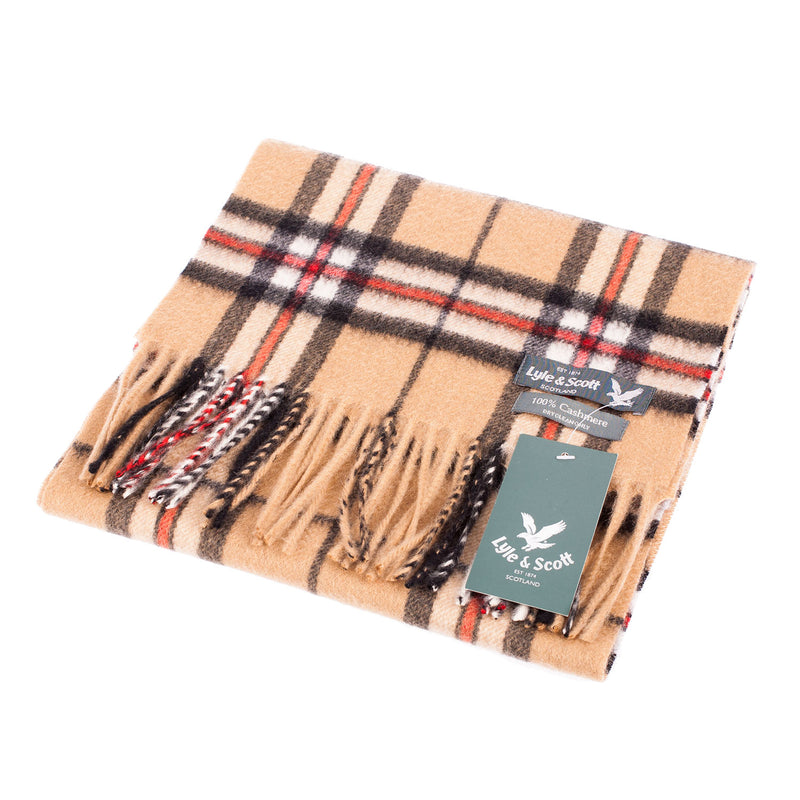Lyle & Scott 100% Cashmere Scarf Thomson Camel