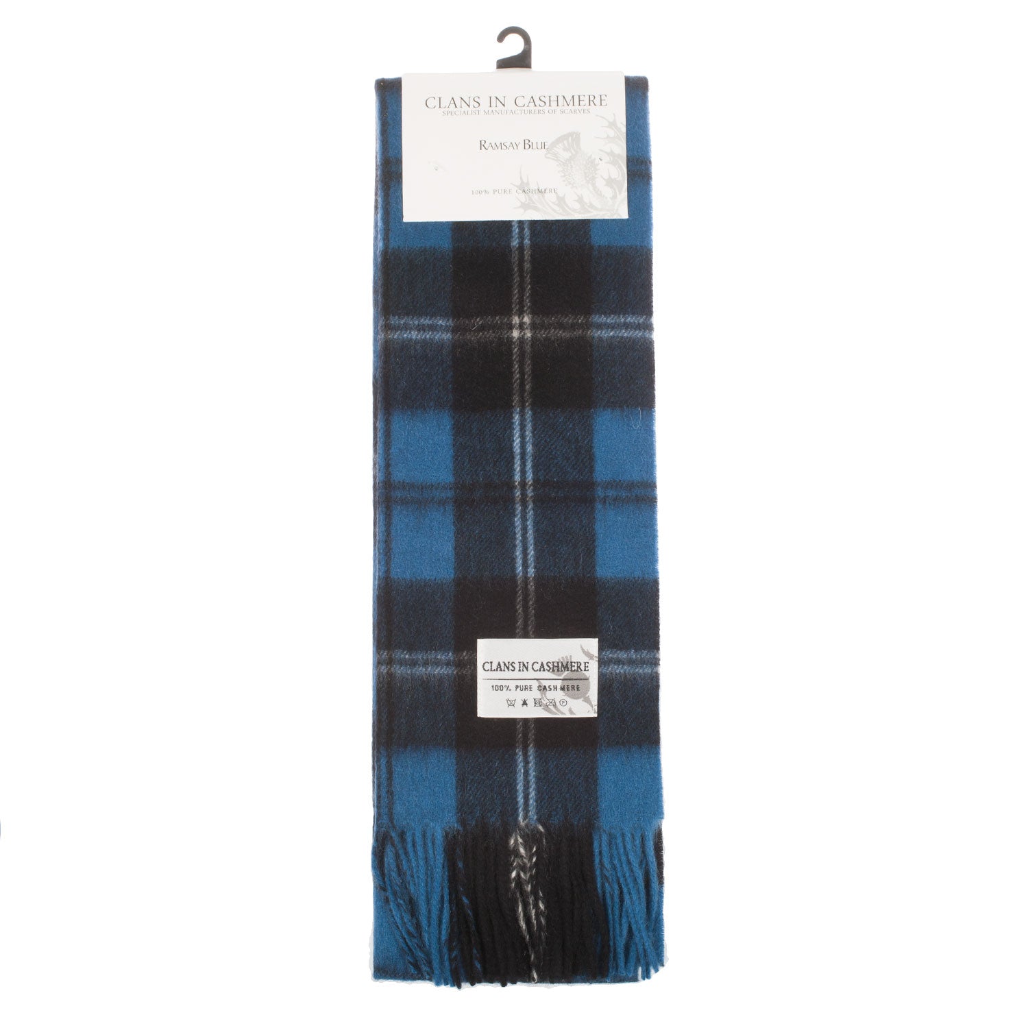 Cashmere Scottish Tartan Clan Scarf Ramsay Blue