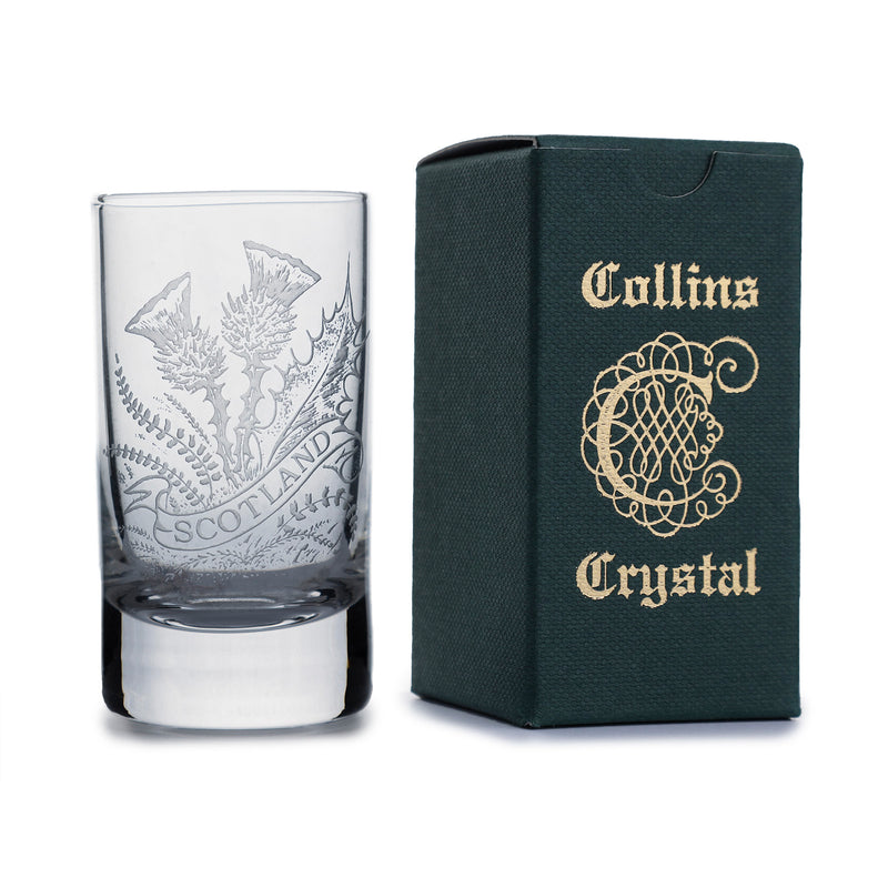 Collins Crystal Clan Shot Glass Scotland Thistle