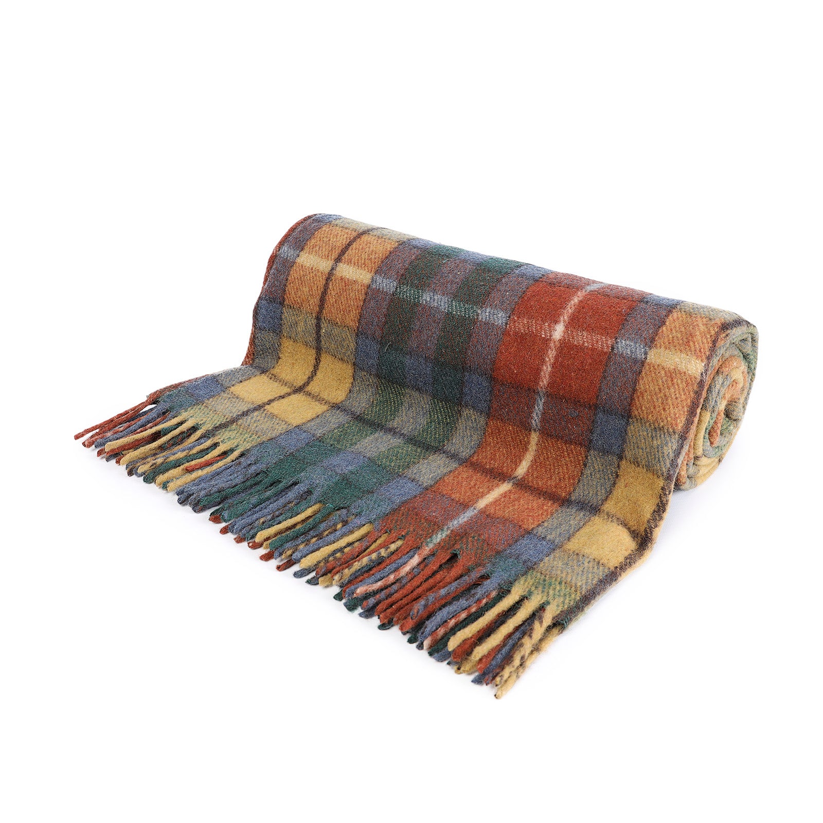 Highland Wool Blend Tartan Blanket / Throw Extra Warm Buchanan Ancient