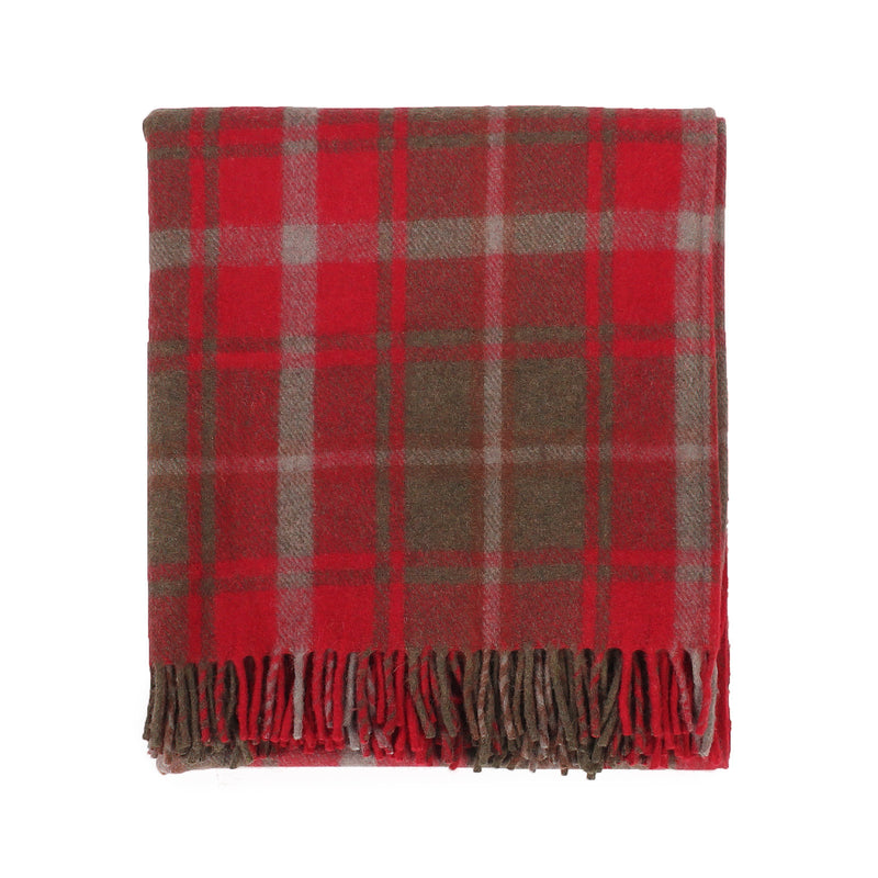 Highland Wool Blend Tartan Blanket / Throw Extra Warm Dark Maple