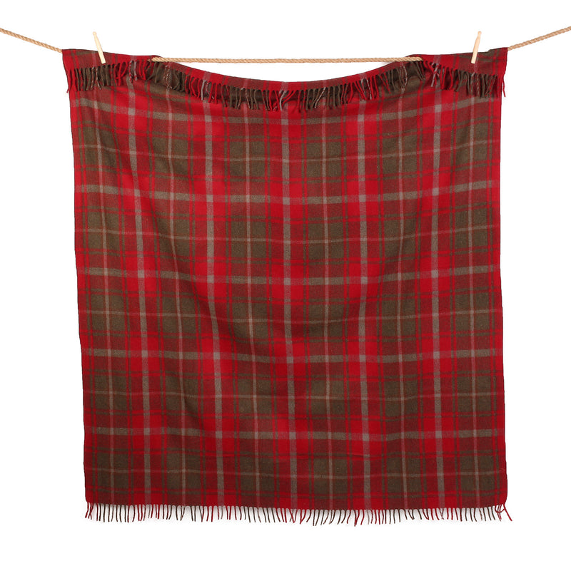 Highland Wool Blend Tartan Blanket / Throw Extra Warm Dark Maple