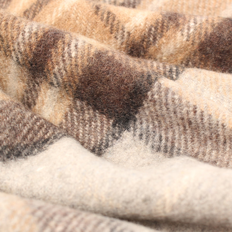 Highland Wool Blend Tartan Blanket / Throw Extra Warm Mackellar Natural