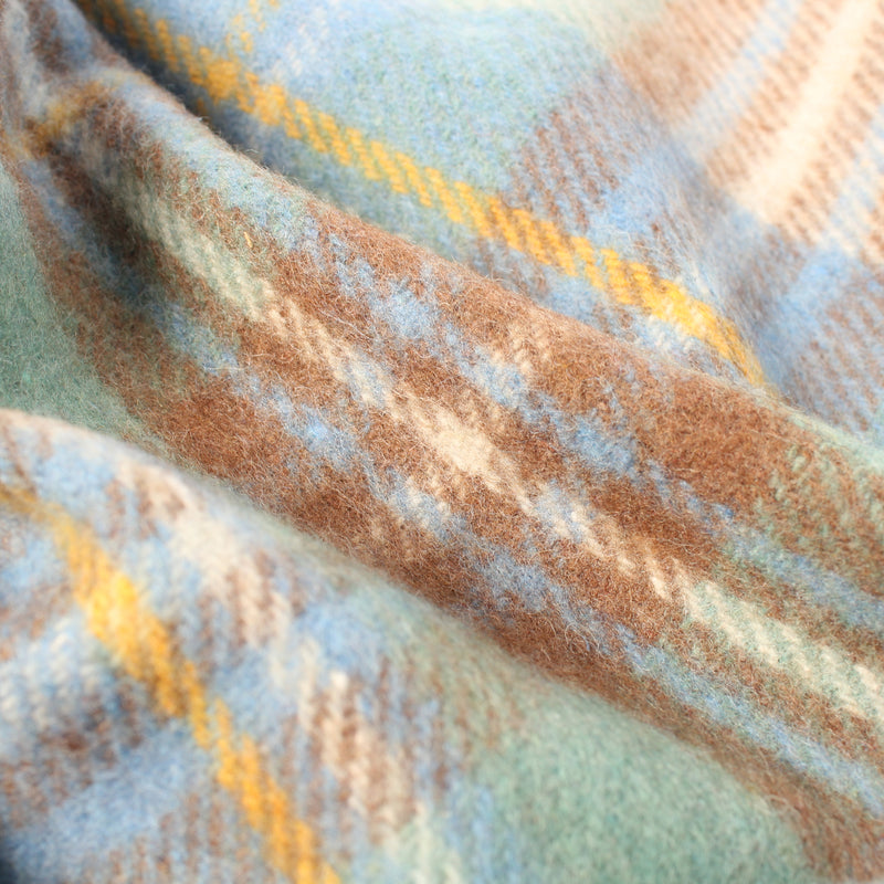 Highland Wool Blend Tartan Blanket / Throw Extra Warm Stewart Muted Blue