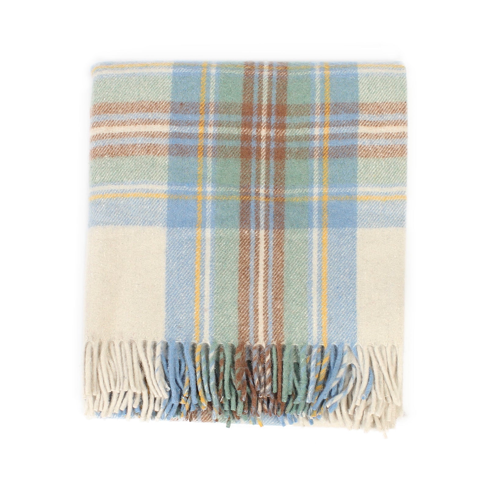 Highland Wool Blend Tartan Blanket / Throw Extra Warm Stewart Muted Blue