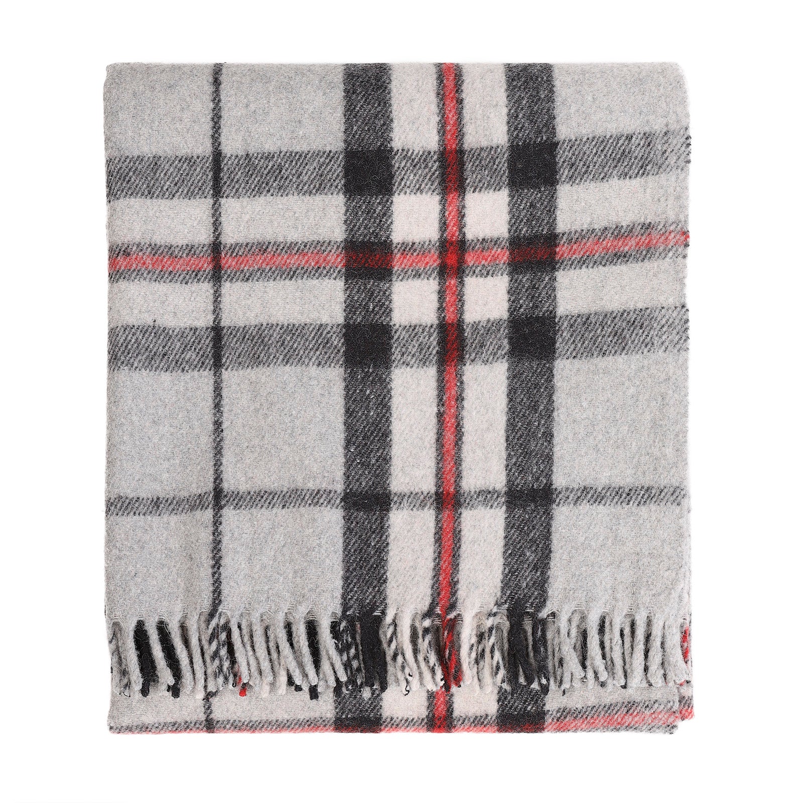 Highland Wool Blend Tartan Blanket / Throw Extra Warm Thomson Grey