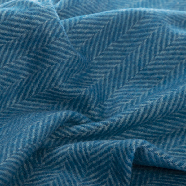 Highland Wool Blend Herringbone Blanket Turquoise