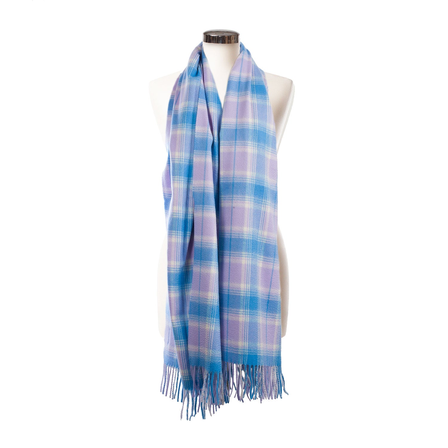 Cashmere Tartan Multicolour Stole Borwick/Lilac Blue