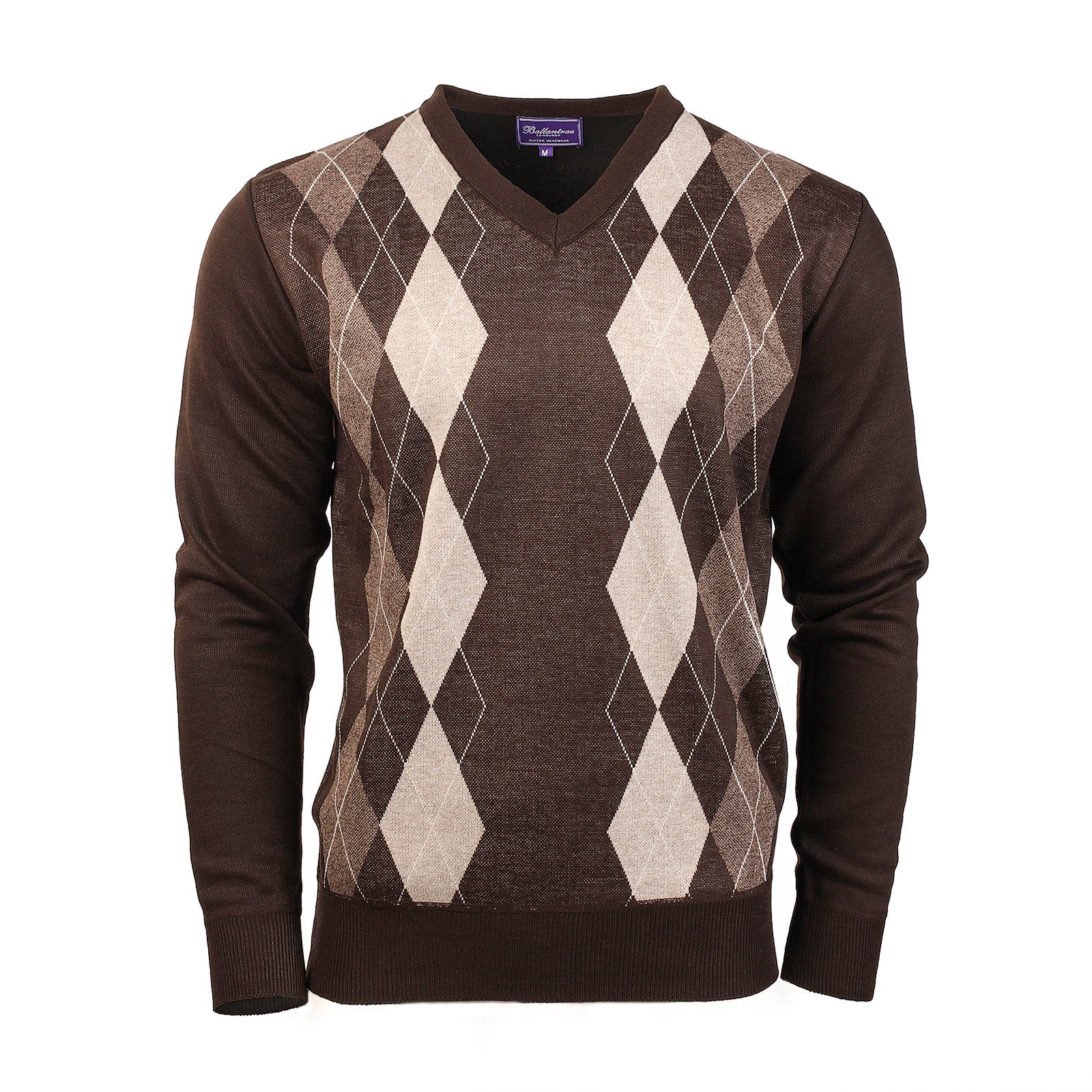 Argyle Ballantrae Jumper V Neck Dark Brown