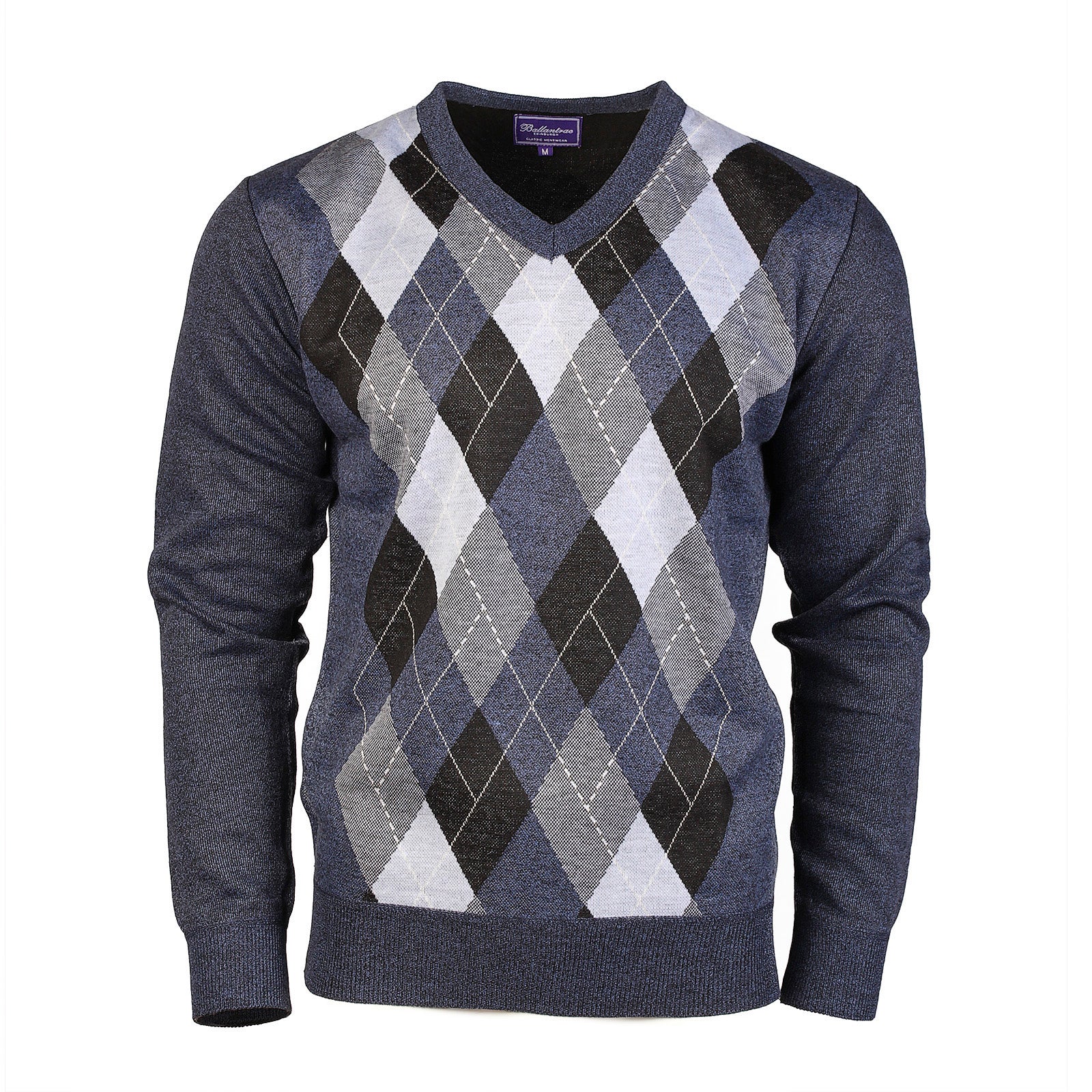 Argyle Ballantrae Jumper V Neck Navy Melange