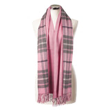 Pure Cashmere Reversible Big Check Stole Gresham-Pink Derby/Pink
