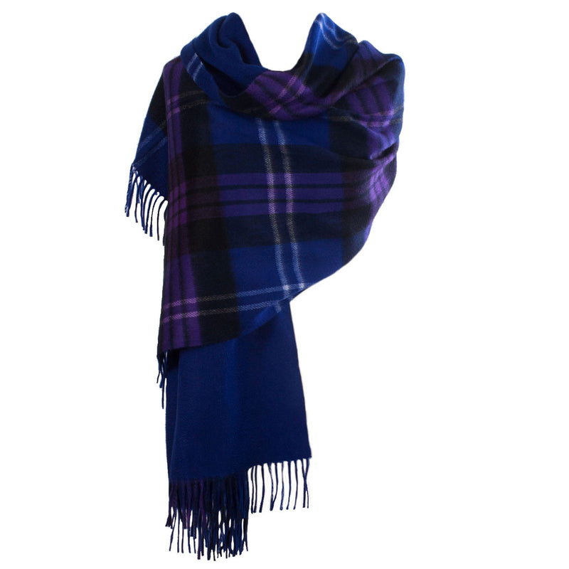 Pure Cashmere Reversible Big Check Stole Heritage Of Scotland/Dark Blue
