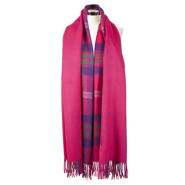 Pure Cashmere Reversible Big Check Stole Taransay Pink/Pink