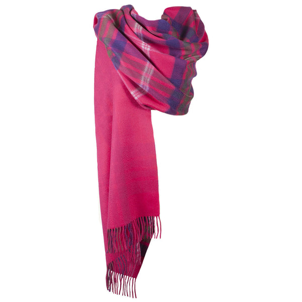 Pure Cashmere Reversible Big Check Stole Taransay Pink/Pink