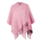 Ladies Cashmere Reversible Big Check Mini Cape Gresham-Pink Derby/Pink