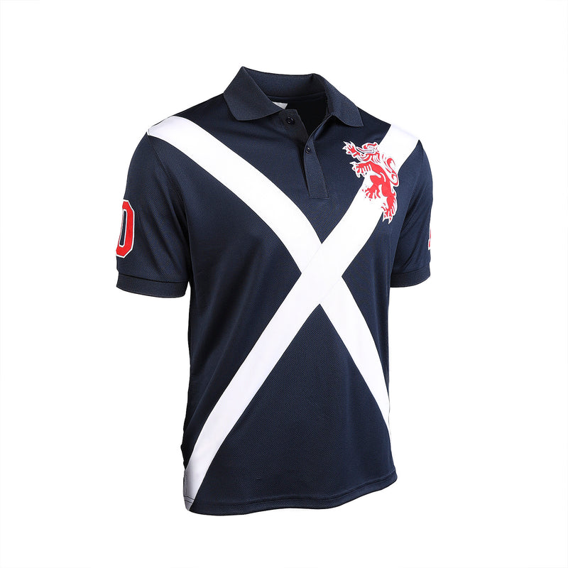 Cooldry Saltire & Lion Rampant Polo Shirt Navy