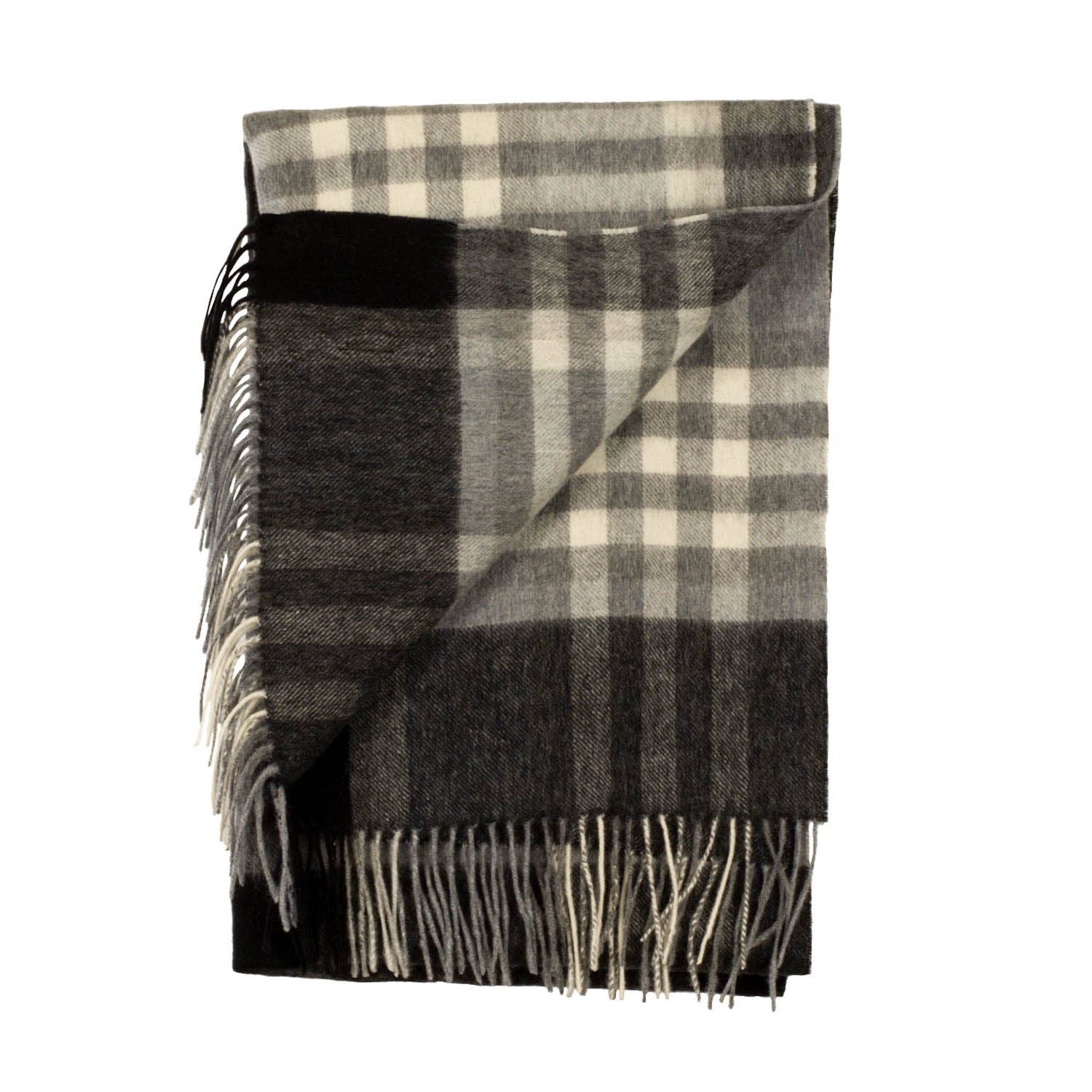 Chequer Tartan 90/10 Cashmere Stole Black