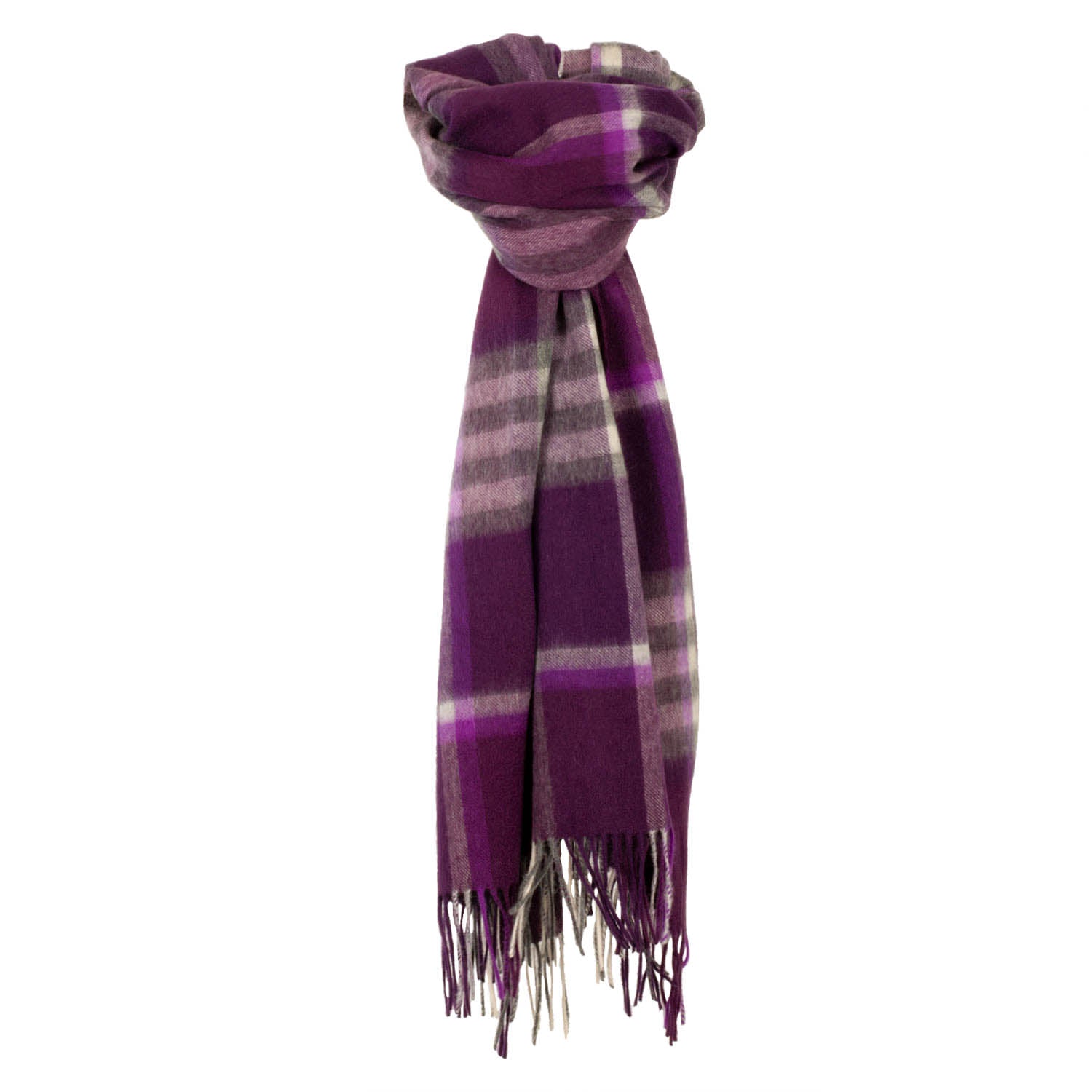 Chequer Tartan 90/10 Cashmere Stole Lavender