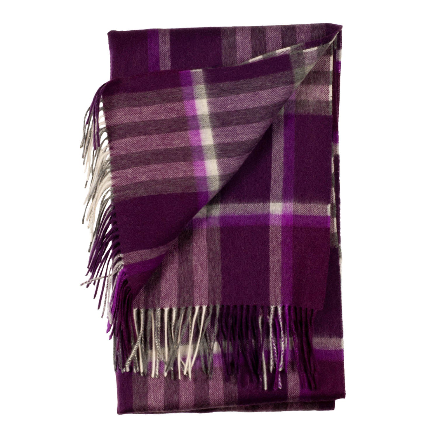 Chequer Tartan 90/10 Cashmere Stole Lavender