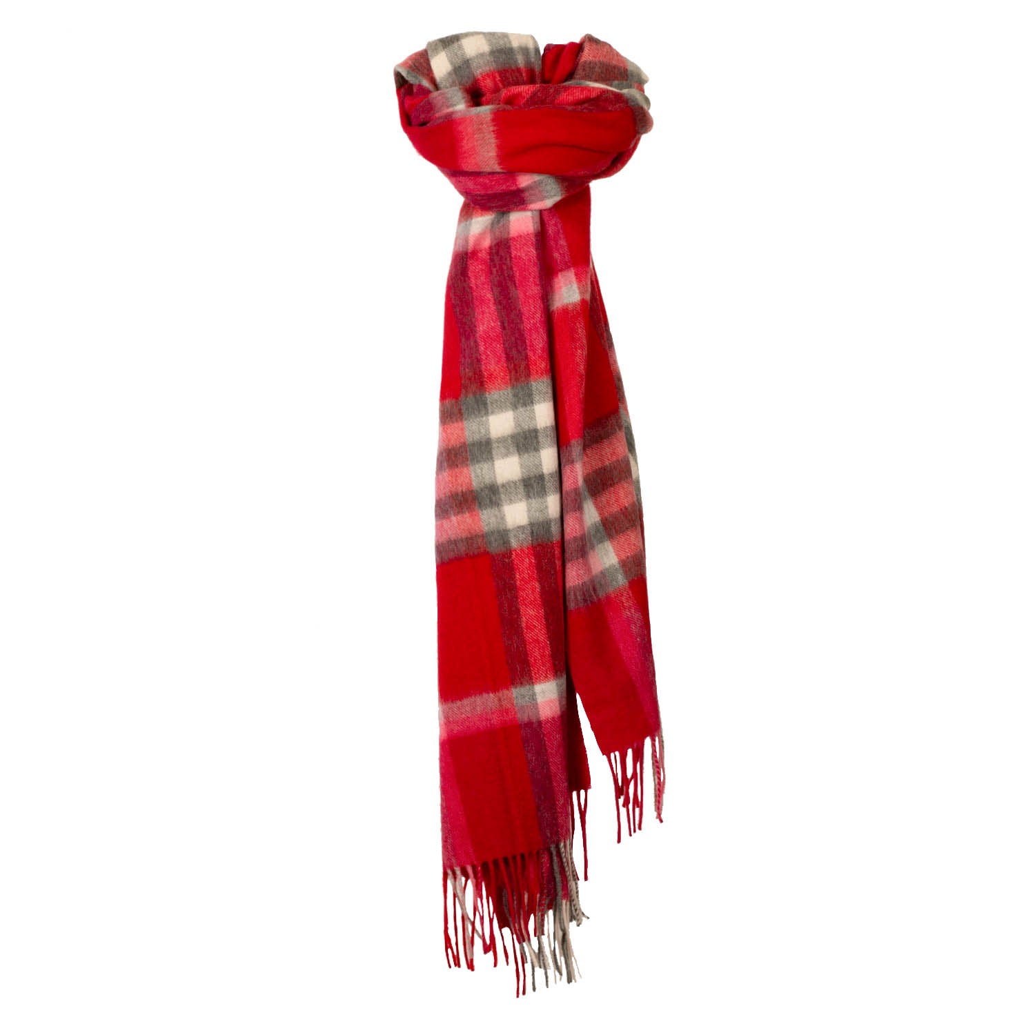 Chequer Tartan 90/10 Cashmere Stole Red