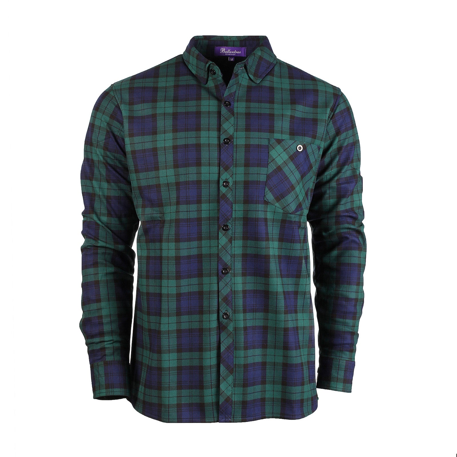 Men's Plaid Velour Lined Check Shirt Black Watch