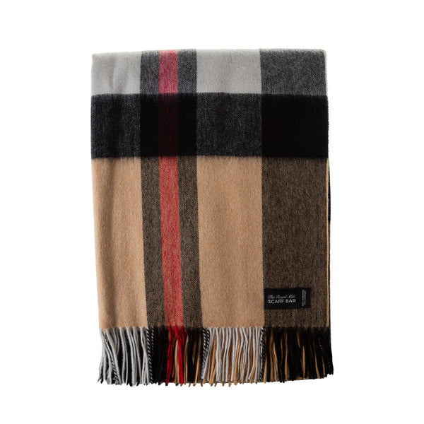 Chequer Tartan 90/10 Cashmere Blanket Exploded Vicuna